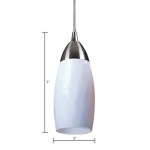 Milan 3'' Wide 1-Light Mini Pendant - Satin Nickel with Simple White Glass 2