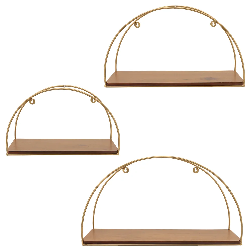 ENOCHBURN SET OF 3 BROWN WALL SHELF 12 (IN)