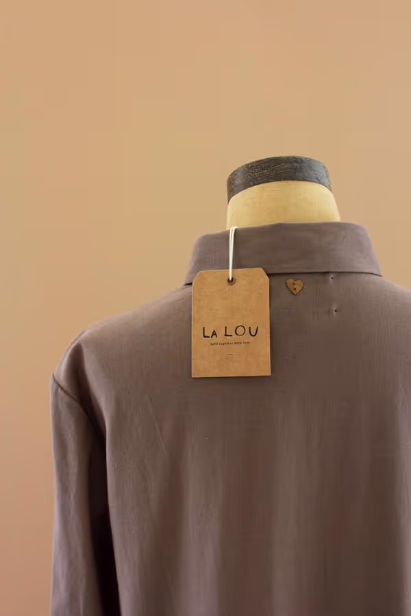 Long-Sleeve Buttondown Dress with Pockets - Mocha