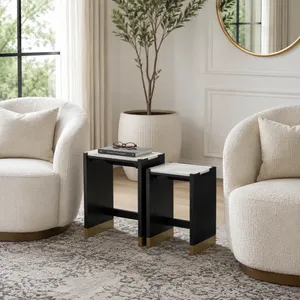 KELSEYWAY SET OF 2 BLACK TABLE 24 (IN) 13