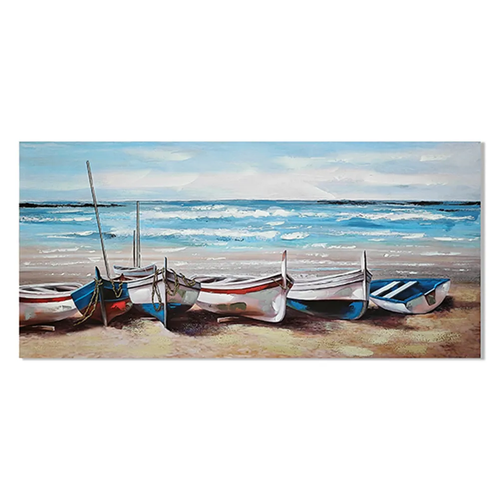 47-1/4" BOATS ON BEACH CANVAS ART