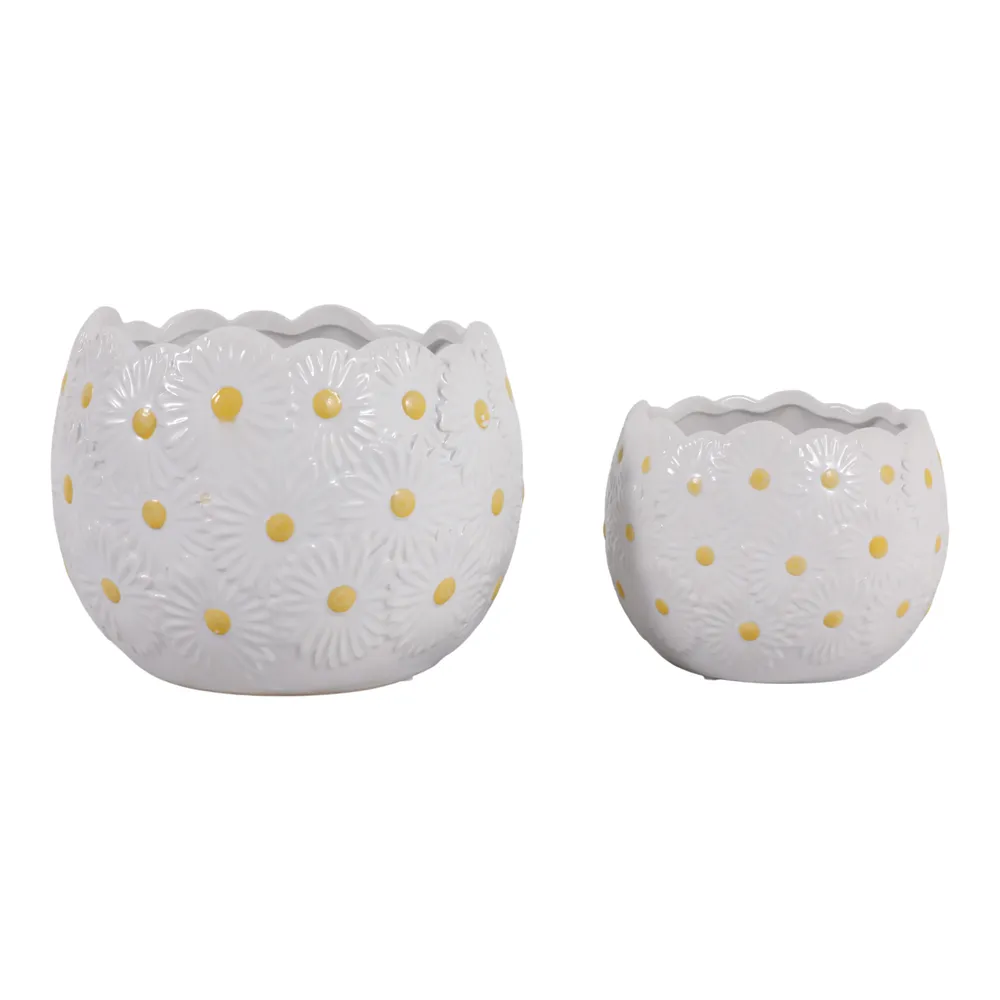 BRONSONRUN SET OF 2 WHITE PLANTER 7 (IN)
