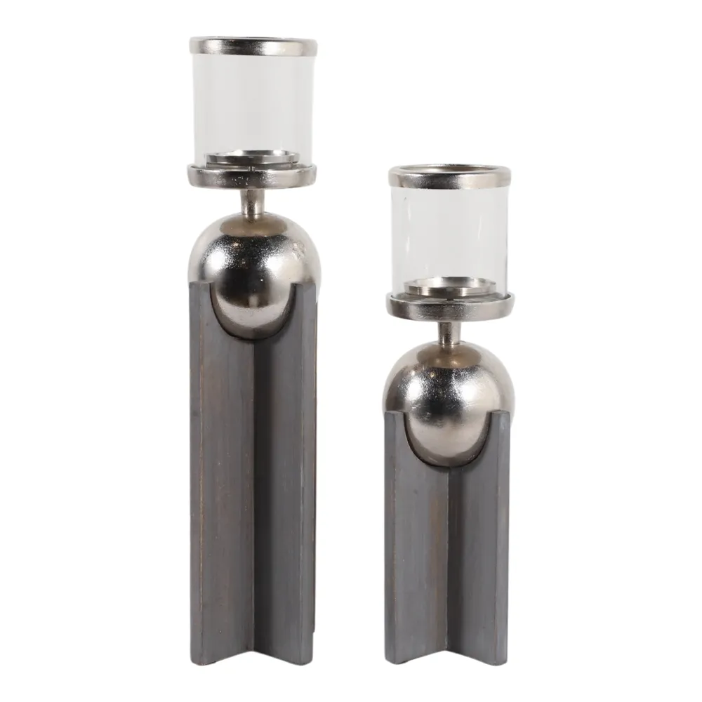 HAVENWORTH SET OF 2 GRAY CANDLE HOLDER 19 (IN)