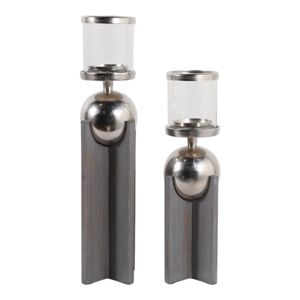 HAVENWORTH SET OF 2 GRAY CANDLE HOLDER 19 (IN) 1
