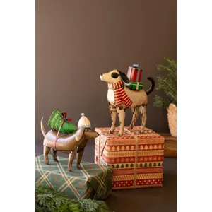 Set of 2 Recycled Metal Christmas Dogs 2