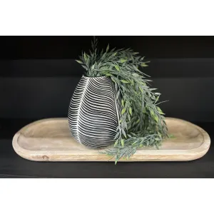 White Washed Wooden Oval Tray 24x8x1in 2
