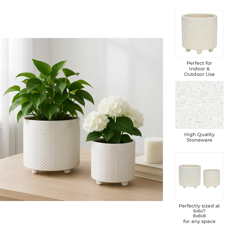 EMMETLAKE SET OF 2 WHITE PLANTER 8 (IN)
