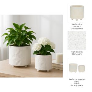 EMMETLAKE SET OF 2 WHITE PLANTER 8 (IN) 9