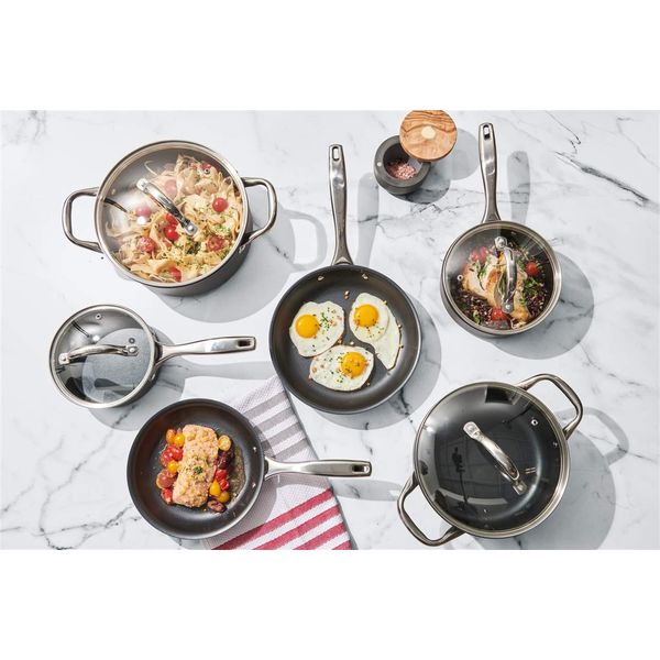 CUISIPRO Cookware, Easy Release Hard Anodized, 10pcs Set, SS w/Handle