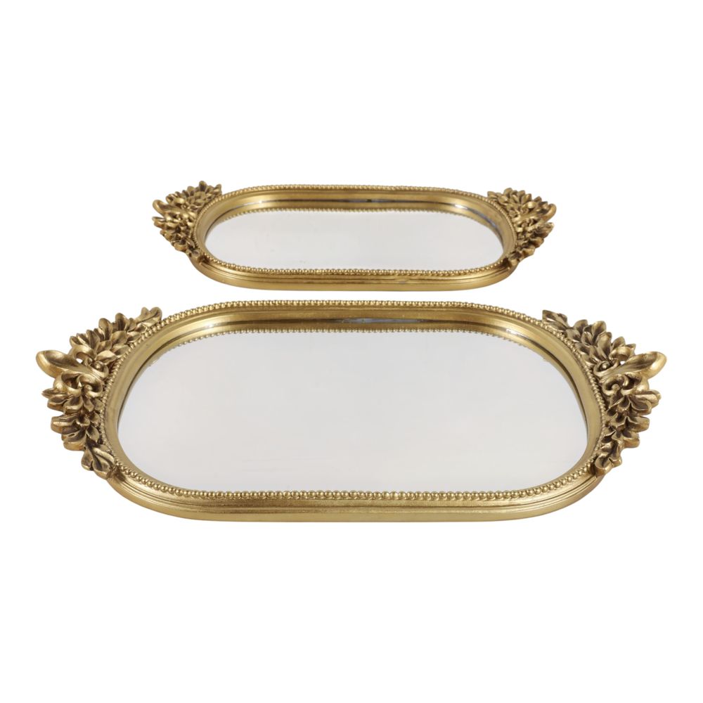 LEONAROSE SET OF 2 GOLD TRAY 2 (IN)