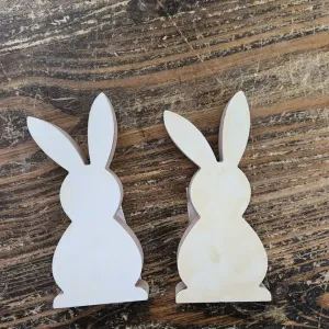 White Wooden Bunny 7x3in 1