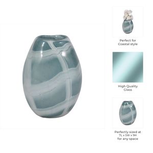 9" SLIM SWIRLED VASE, BLUE/WHITE 11