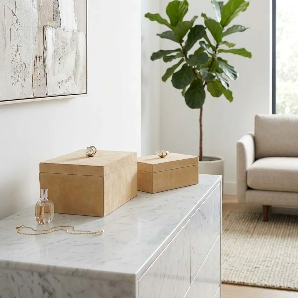 LAKEWICK SET OF 2 IVORY BOXES 6 (IN)