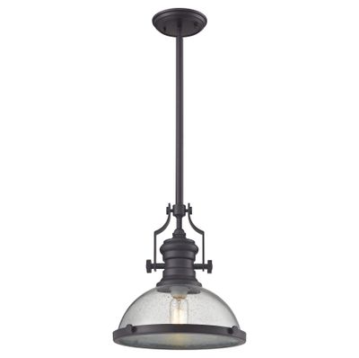 Chadwick 13″ Wide 1-Light Pendant - Oiled Bronze with Clear