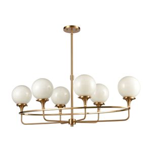 Beverly Hills 38'' Wide 6-Light Linear Chandelier - Satin Brass 2