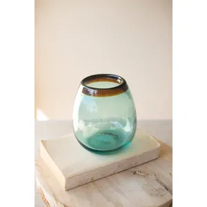 Amber Rim Stemless Wine Glass 2