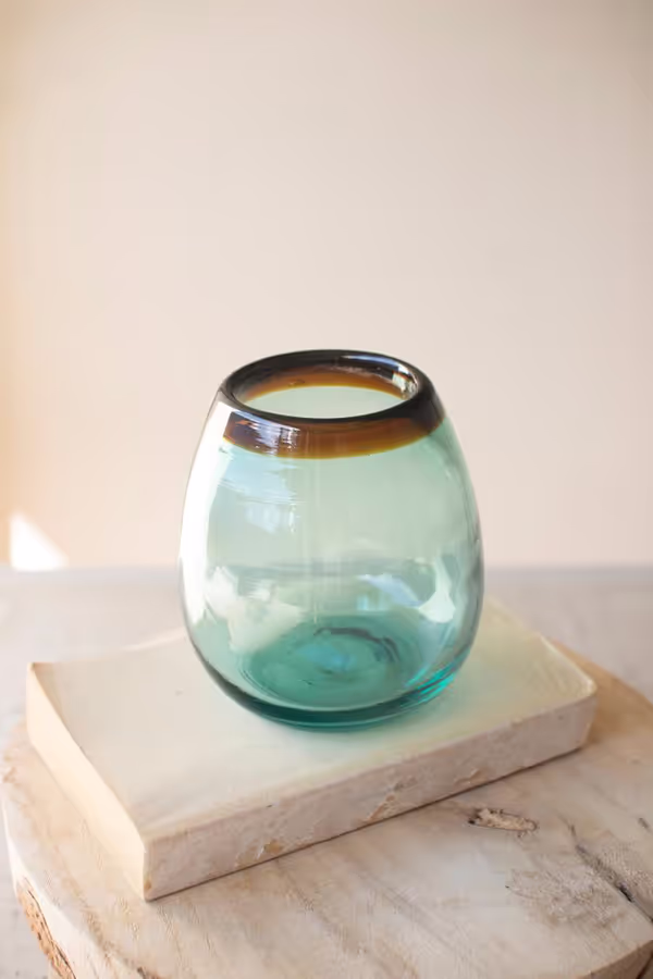 Amber Rim Stemless Wine Glass
