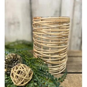 Short Wrapped Wicker Vase 5x7.5in 1