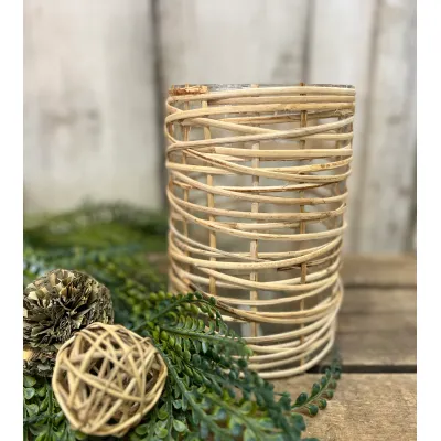 Short Wrapped Wicker Vase 5x7.5in