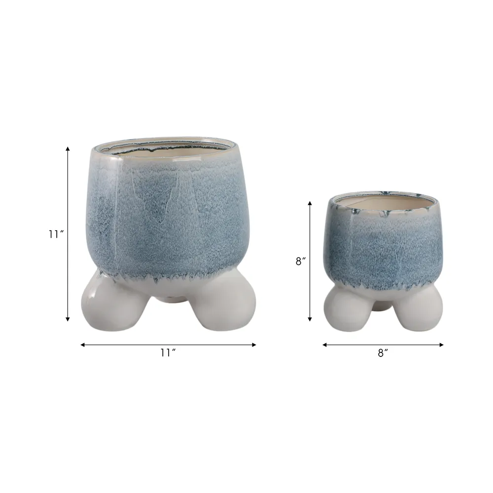 GALESHAW SET OF 2 BLUE PLANTER 11 (IN)