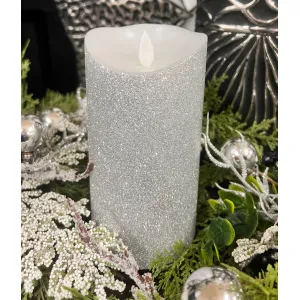 Silver Glitter 3x6 Moving Flame LED Candle 1