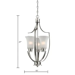 Foyer 15'' Wide 3-Light Chandelier - Brushed Nickel 2