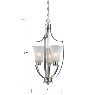 Foyer 15'' Wide 3-Light Chandelier - Brushed Nickel