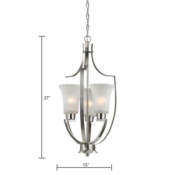 Foyer 15'' Wide 3-Light Chandelier - Brushed Nickel
