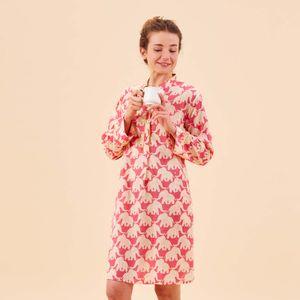 Elephants Pink Cotton Night Shirt 6