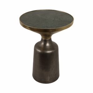 20" METAL ACCENT TABLE GREEN MARBLE TOP, MULTI 5
