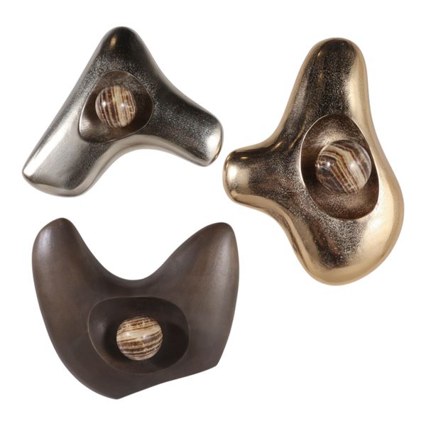 ALCOTT SET OF 3 SILVER WALL SCULPTURES 4 (IN)