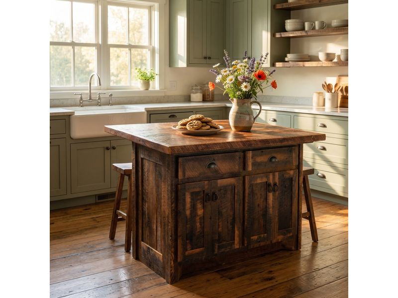 Barnwood 60" Kitchen Island - Artisan Top 1