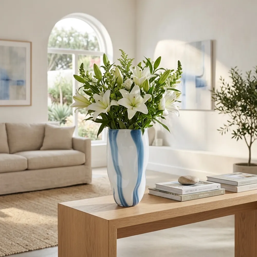 BIRCHBURN BLUE GLASS VASE 14 (IN)