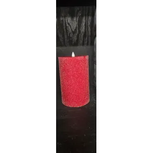 Red Frosted Moving Flame LED Candle 5x8in 1