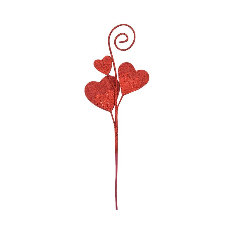 12" Glittery Red Heart Pick