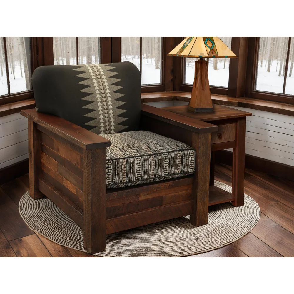 Barnwood  Americana Lounge Chair - Customer Fabric - Seat:  Fabric TBD; Backrest:  Fabric TBD