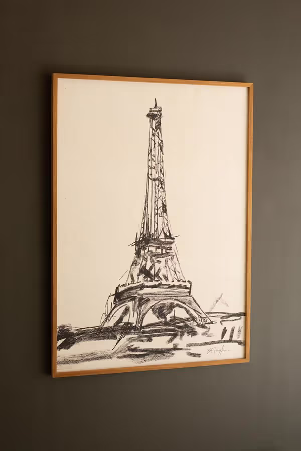 Framed Black & White Eiffel Tower Print