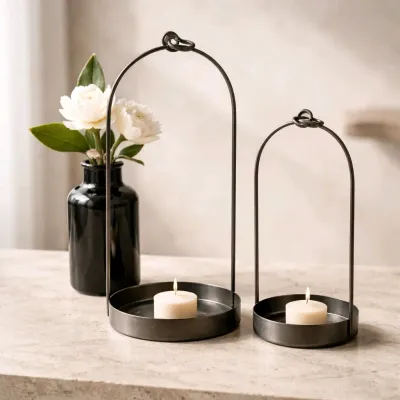Simple Dome Lanterns Set of 2 L - 6x6x14in S - 4x4x10in