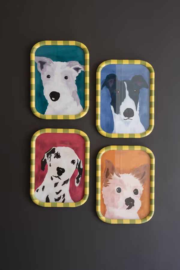 Set of 4 Framed Dog Prints under Glass