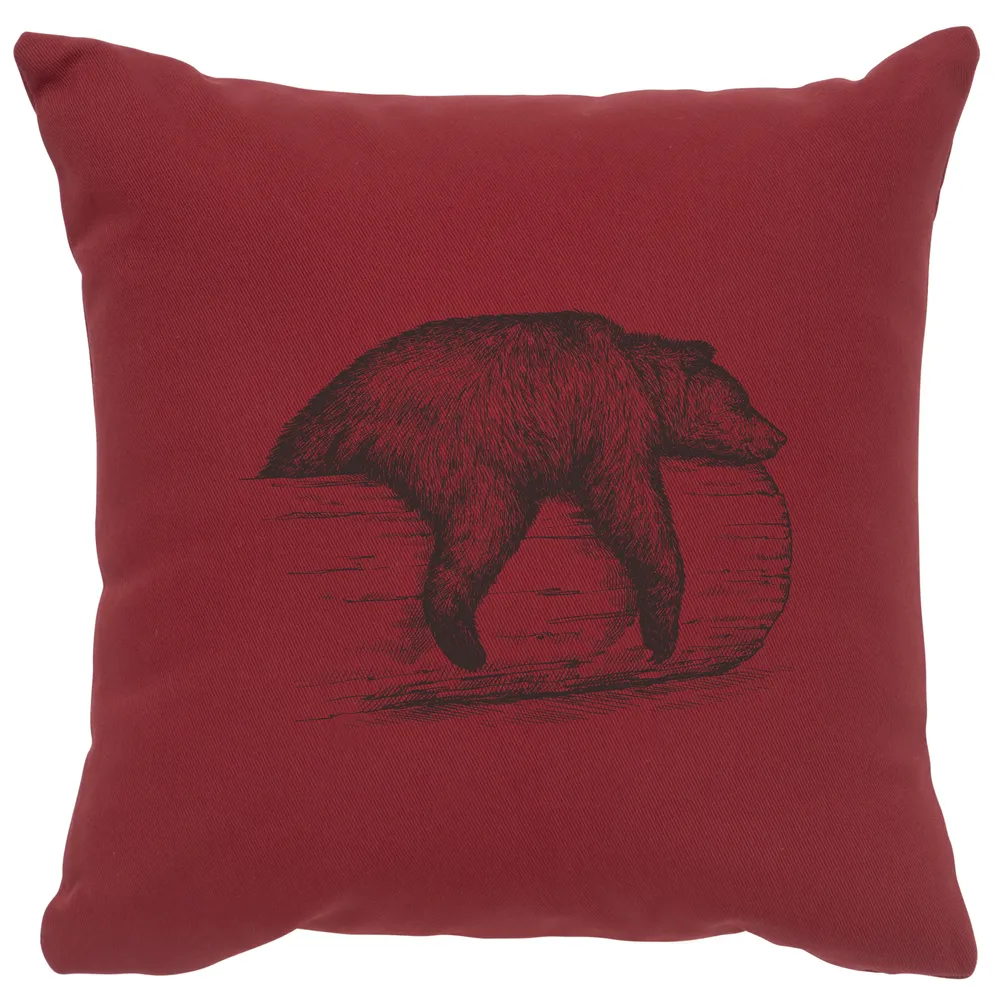 Image Pillow - Bear on a Log - Cotton Brick