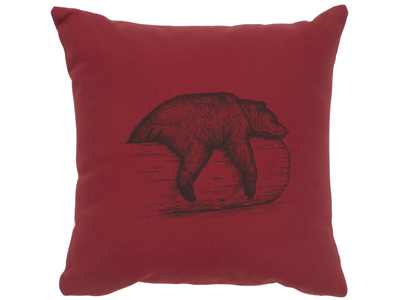 Image Pillow - Bear on a Log - Cotton Brick 1