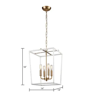 Kingdom 14'' Wide 4-Light Pendant - Aged Brass with White 2