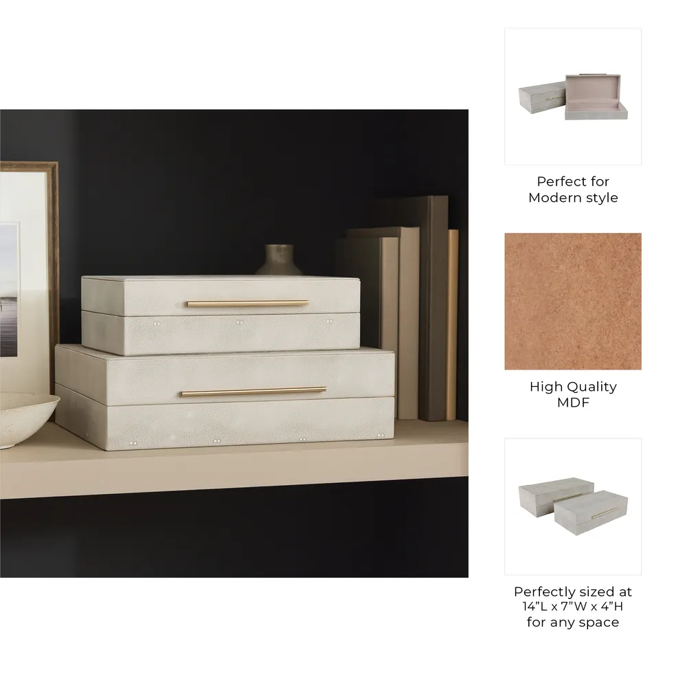 DAVINPARK SET OF 2 IVORY BOXES 4 (IN)