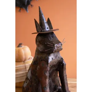 Rustic Iron Cat with Witch Hat Luminary 3