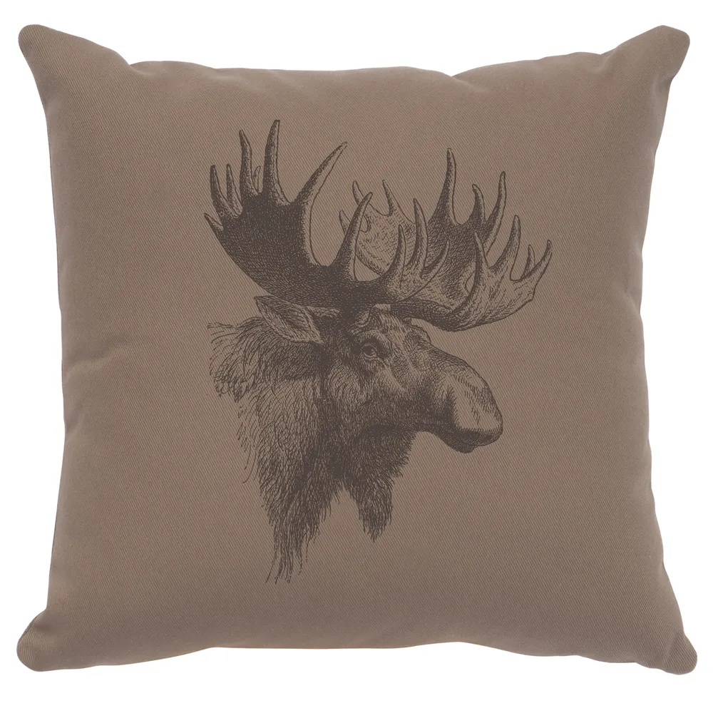 Image Pillow - Moose Profile - Cotton Taupe