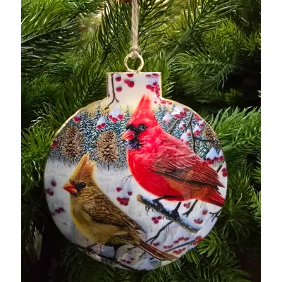 Christmas Cardinal Ornament 3.5x4.25in