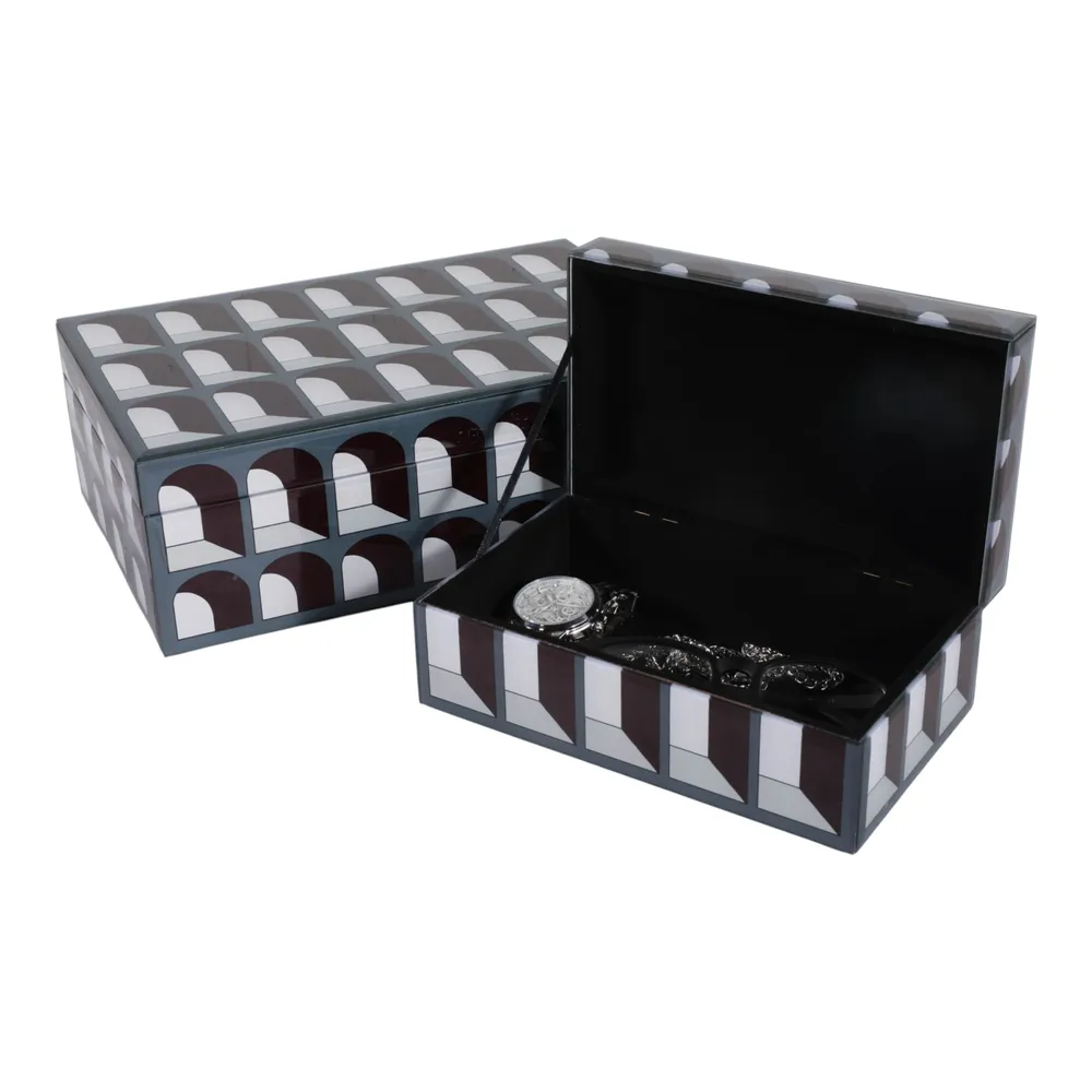 GROVERRIDGE SET OF 2 BLACK BOXES 4 (IN)