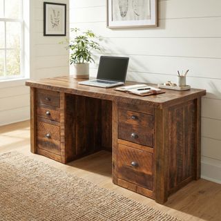 Barnwood Executive Desk - Antique Oak Top