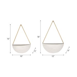 S/2 METAL HALF MOON WALL PLANTERS, WHITE 7