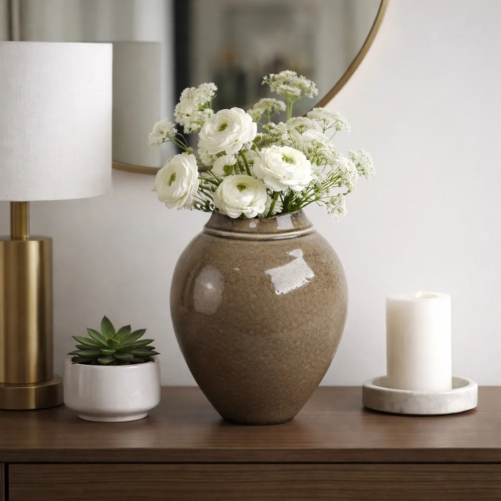 BROGANFORD BROWN VASE 11 (IN)